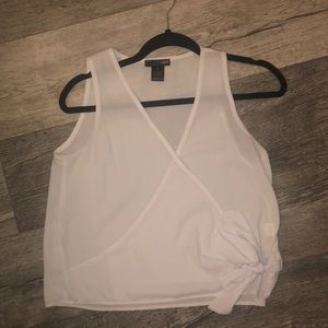 Aqua white tie front top!